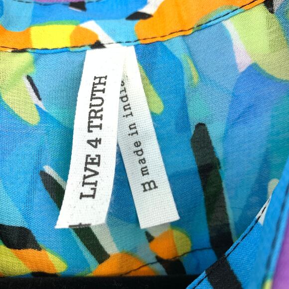 Live 4 Truth Button Front Tunic Womens M Multicolor Graffiti Print Long Sleeve - Picture 5 of 8